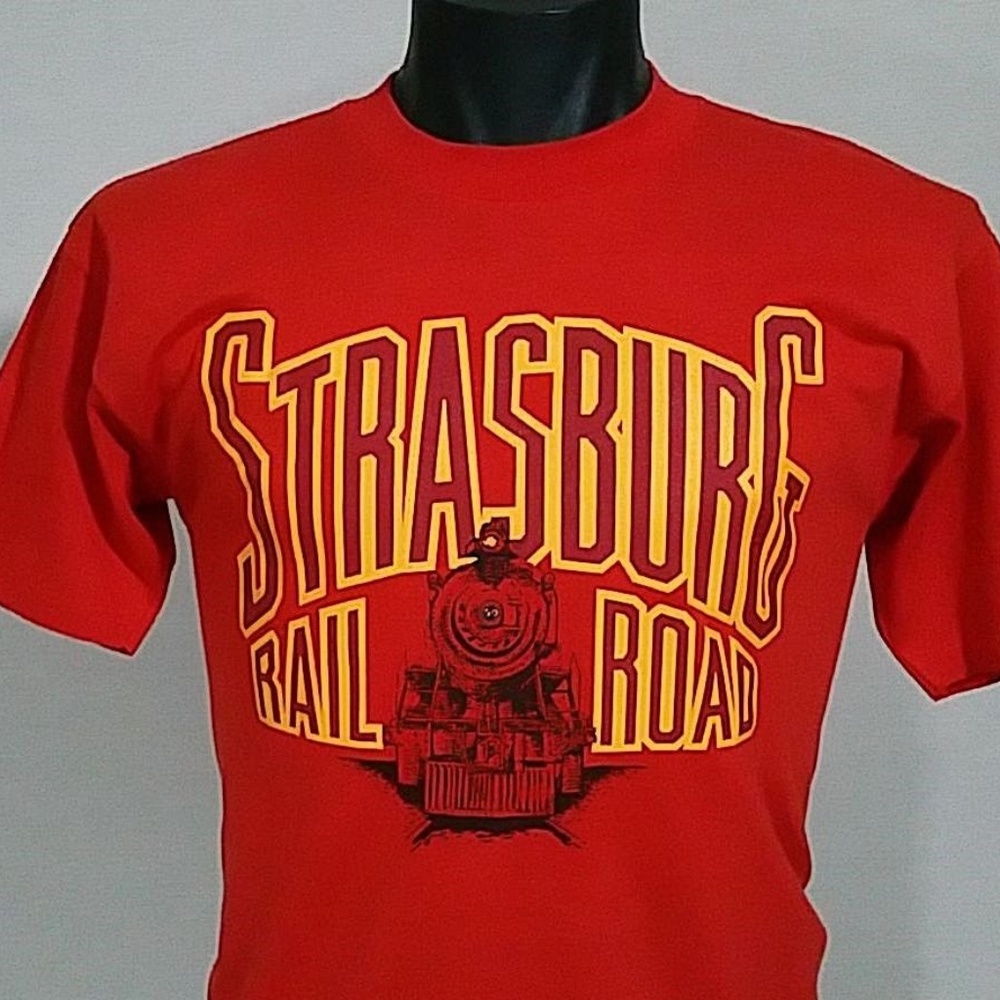Vintage 80s STRASBURG RAILROAD T Shirt L Pennsylvania Train Single Stitch Tee